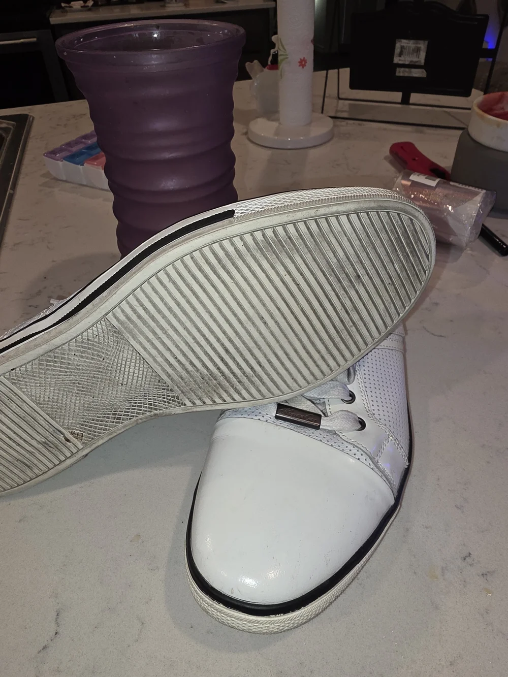 Kenneth Cole White Patent-Toe Men's Low-Top Sneakers